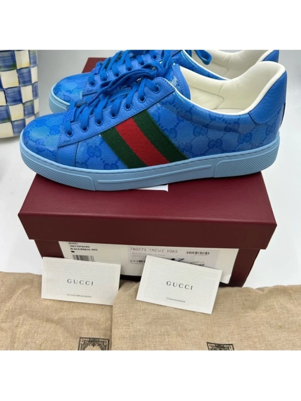 Men’s Gucci, ace Crystal canvas low top sneaker size 7 fits 8US made in Italy